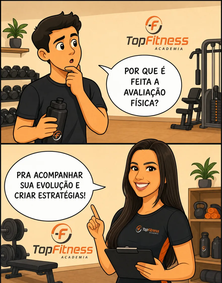 Por que é feita a avaliação física? Para acompanhar sua evolução e criar estratégias.